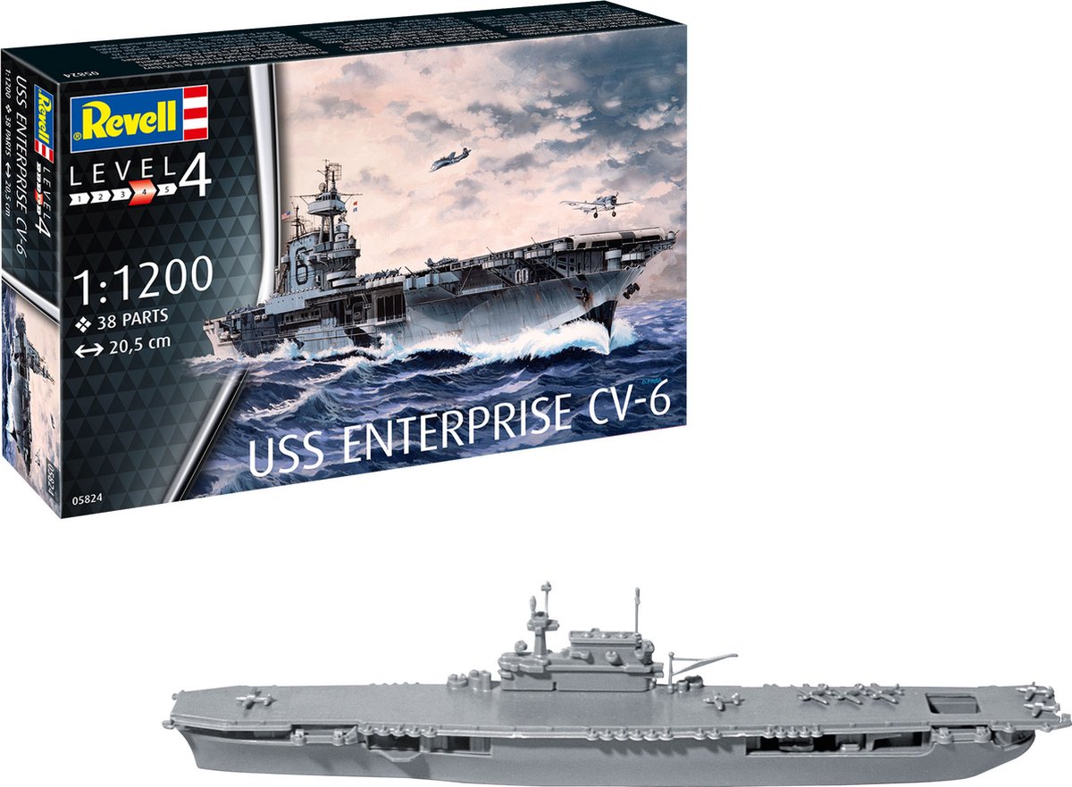 1:1200   05824 USS Enterprise CV-6 Ship Plastic kit