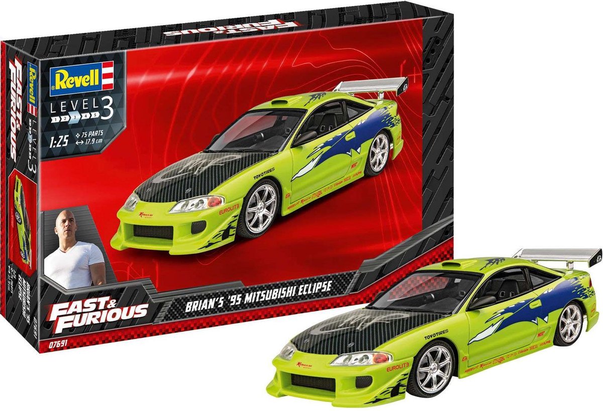 1:25 Revell 07691 Fast & Furious Brians 1995 Mitsubishi Eclipse Car Plastic kit