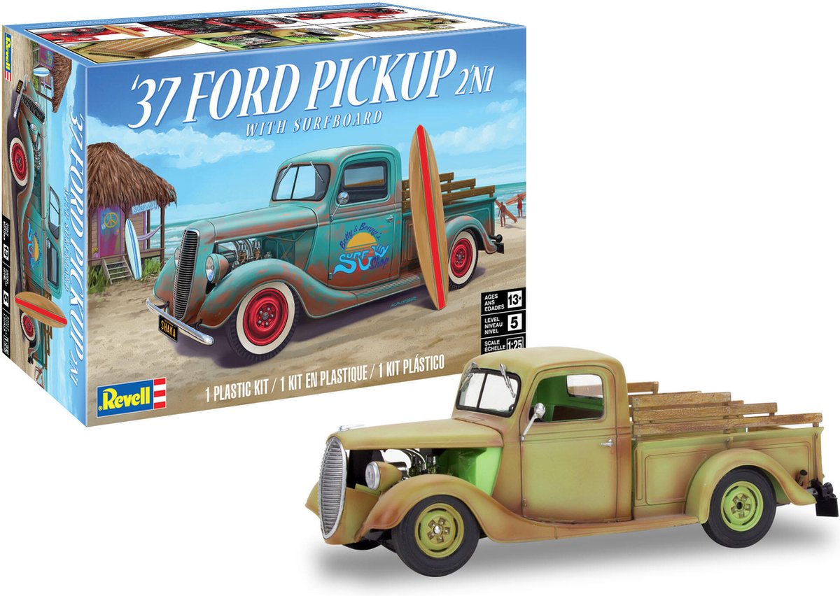 1:25   14516  1937 Ford Pickup with surfboard 2N1 Plastic kit