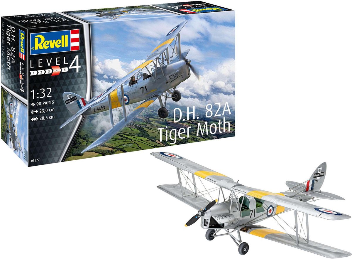 1:32   03827 D.H. 82A Tiger Moth Plane Plastic kit