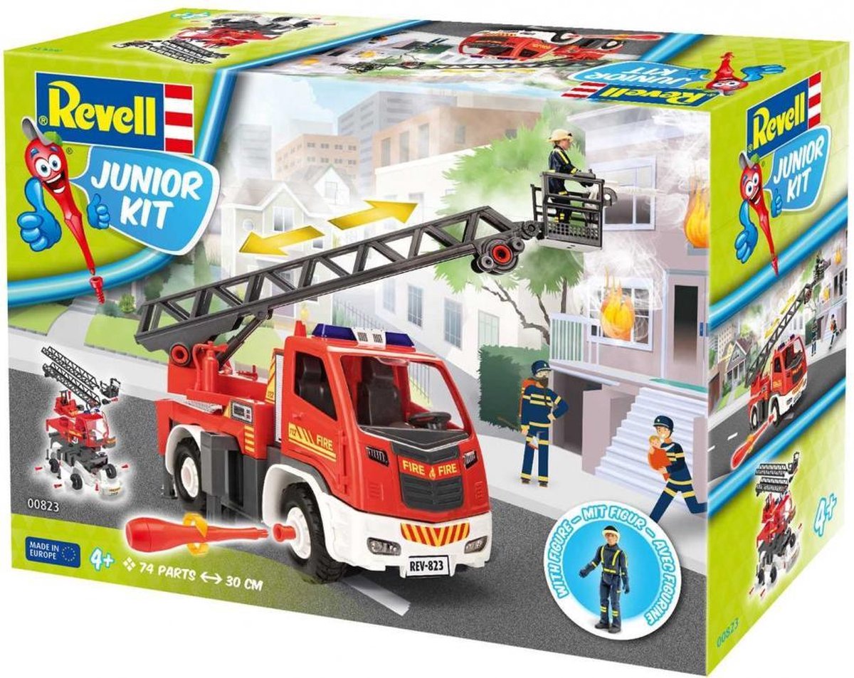 Brandweer Ladderwagen met Figuur - Revell Junior kit - 1:20