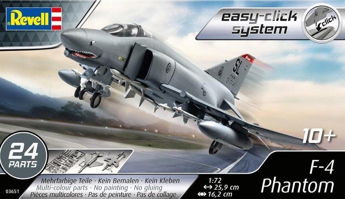 McDonnell F-4E Phantom II - 1:72 - easy-click system   - leeftijd 10+ - 24 onderdelen