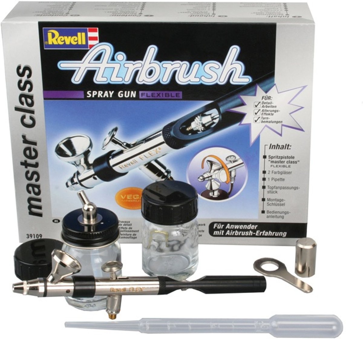 Revell Airbrush Spraypistool Master Class Zwart 6-delig