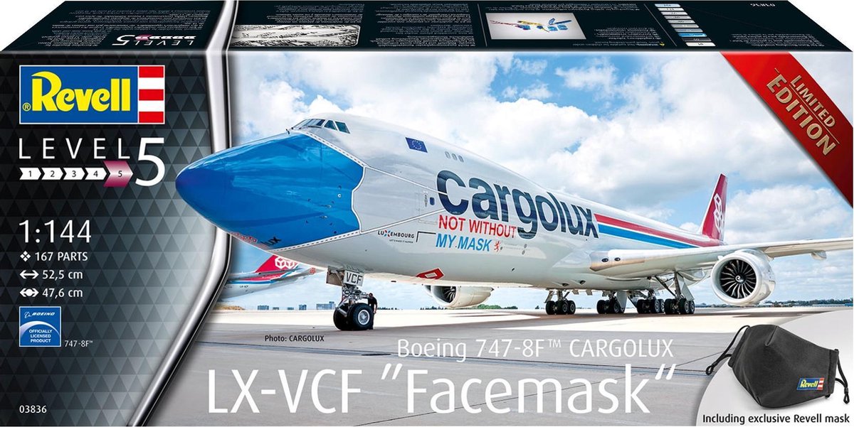   Boeing 747-8F CARGOLUX LX-VCF Facemask Limited Edition