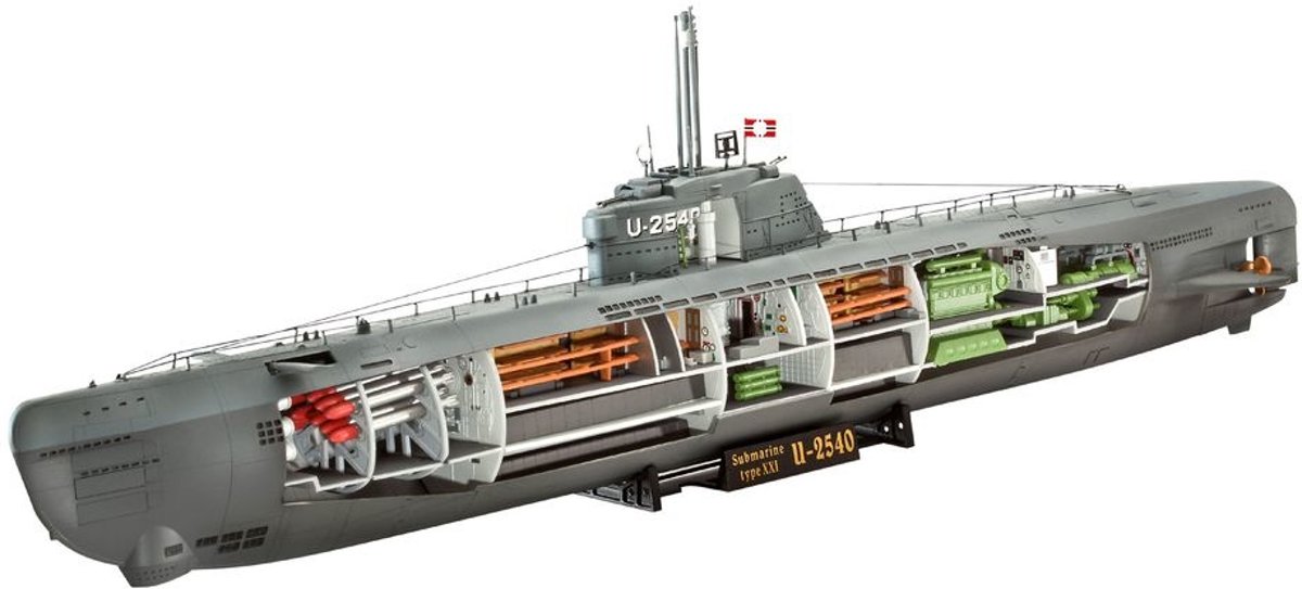 Revell Boot U-Boot Typ XXI U 2540 & Interieur - Bouwpakket - 1:144