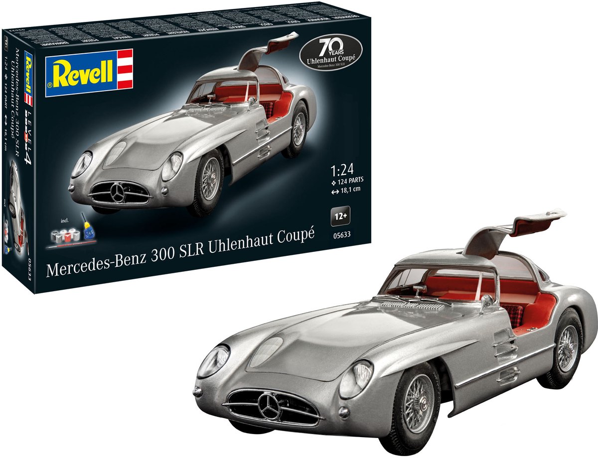   Modelbouwpakket Auto - 05633 - 1955 Mercedes-Benz 300 SLR Uhlenhaut Coupe - 70 Jaar! - Geschenkset Plastic - 1:24 -