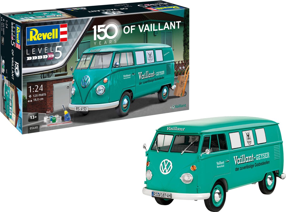   Modelbouwpakket Auto - 05648 150 years of Vaillant - Volkswagen T1 Bus - Geschenkset Plastic - 1:24 -