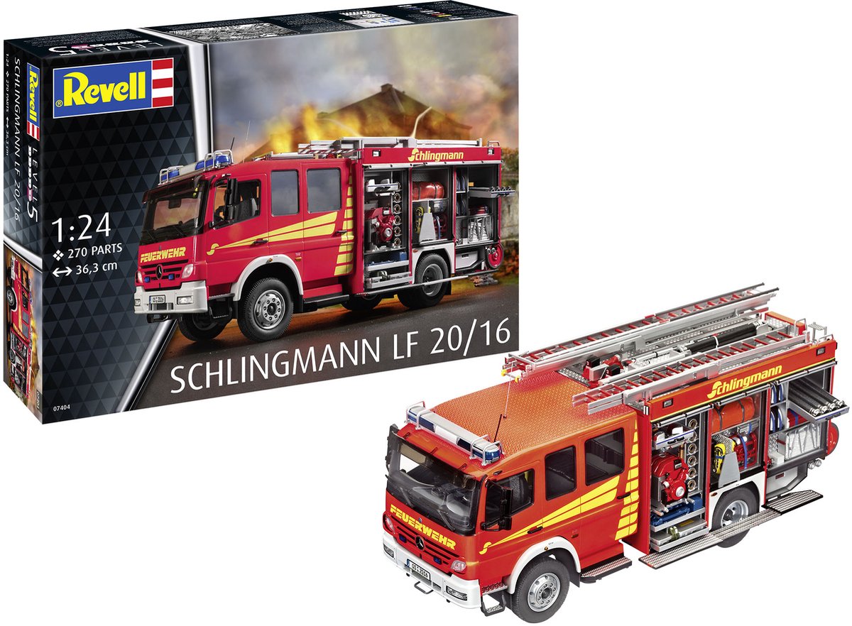   Modelbouwpakket Auto - 07404 Mercedes-Benz Atego 1529 AF Schlingmann LF20/16 - Brandweerwagen Plastic - 1:24 -