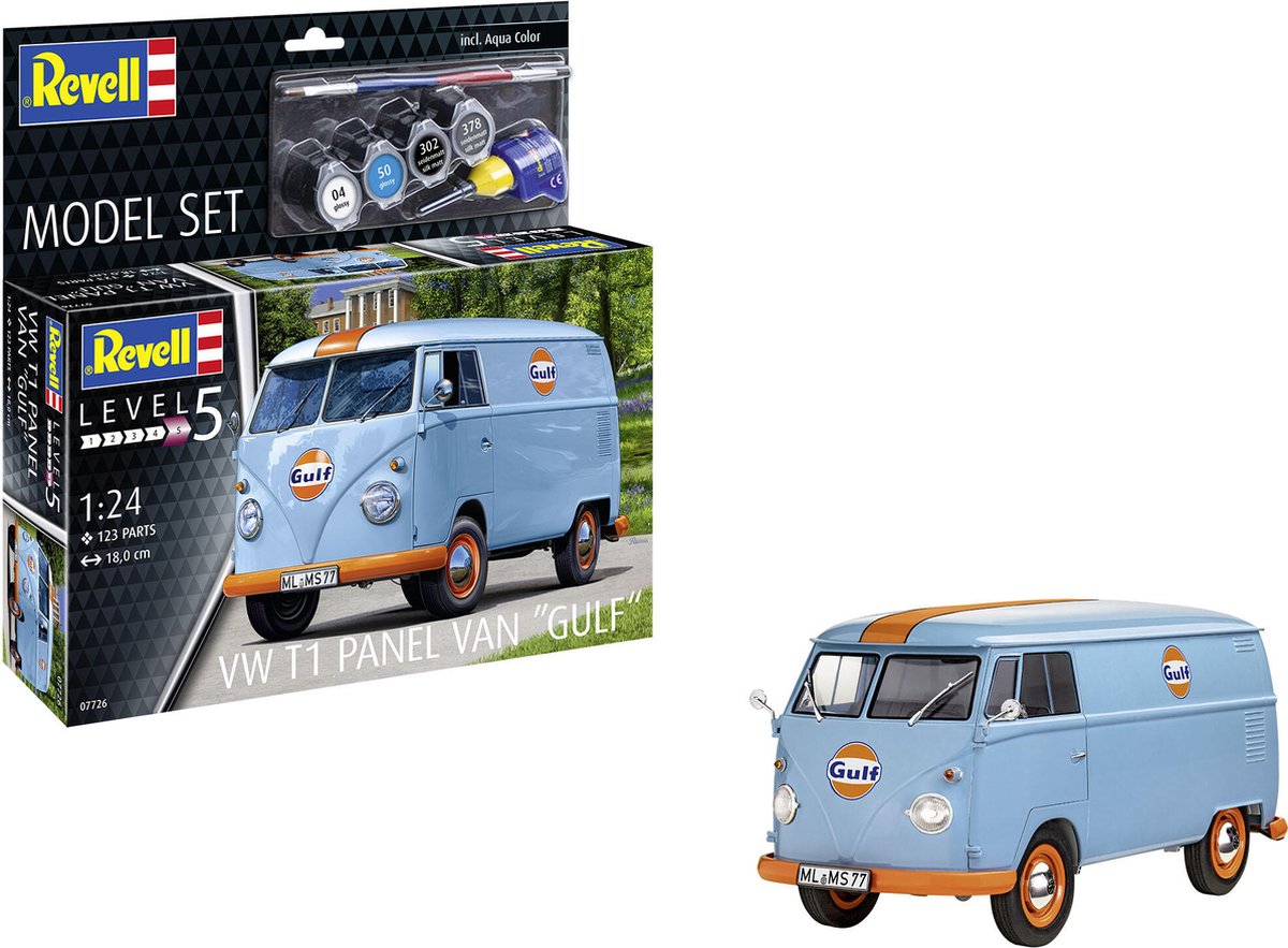   Modelbouwpakket Auto - 67726 Volkswagen T1 Panel Bus -Gulf- - Model Set Plastic - 1:24 -