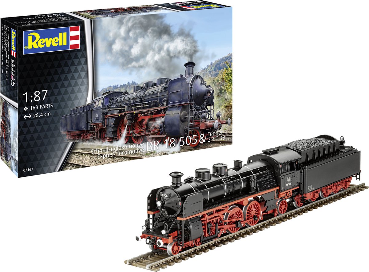   Modelbouwpakket Militaire voertuigen - 02167 Baureihe 18 505 - Tender 23 T 38 - Stoomlocomotief Plastic - 1:87 -