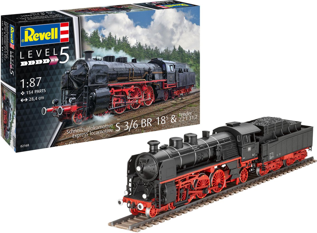   Modelbouwpakket Militaire voertuigen - 02168 Express locomotive S3/6 BR18(5) with Tender 2-2-T Plastic - 1:87 -