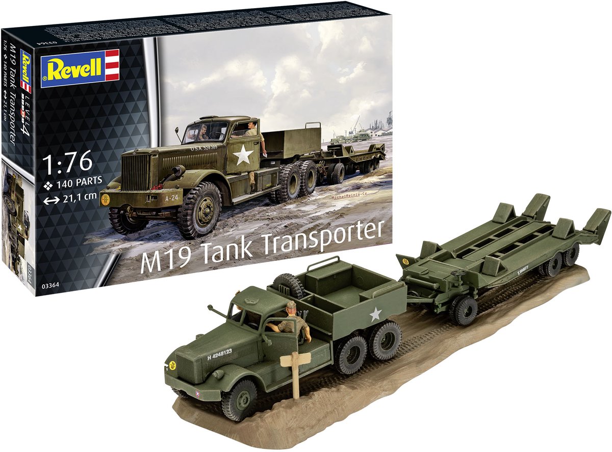   Modelbouwpakket Militaire voertuigen - 03364 M19 Tank Transporter - Militaire Vrachtwagen met Aanhanger Plastic - 1:76 -