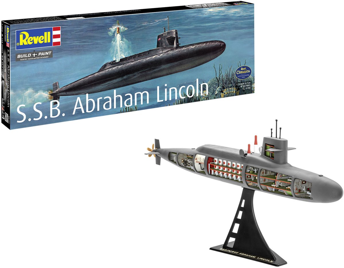   Modelbouwpakket Militaire voertuigen - 05185 USS Abraham Lincoln met Interieur - SSBN-602 - George Washington-klasse - Onderzeeër Plastic - 1:253 -