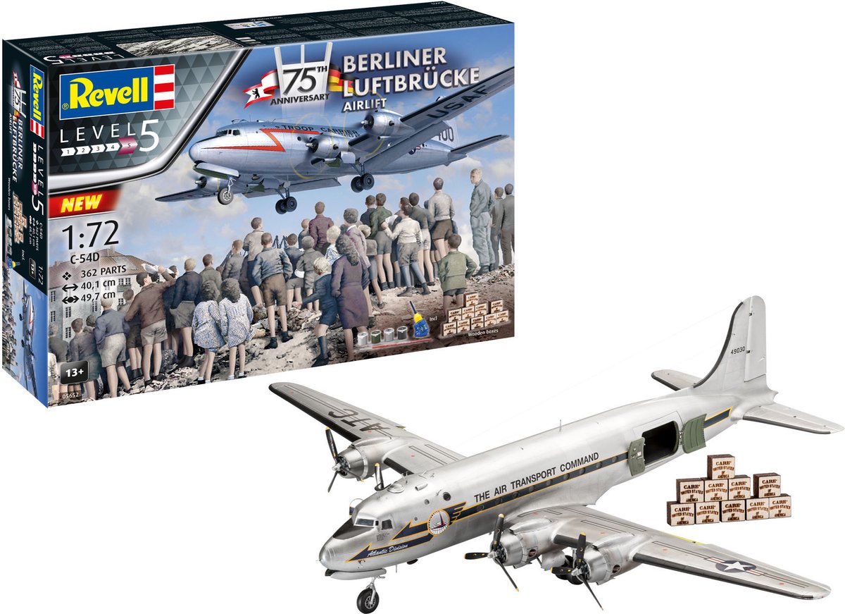   Modelbouwpakket Militaire voertuigen - 05652 75th Anniversary - Berliner Luftbrucke C-54D Skymaster - Geschenkset Plastic - 1:72 -