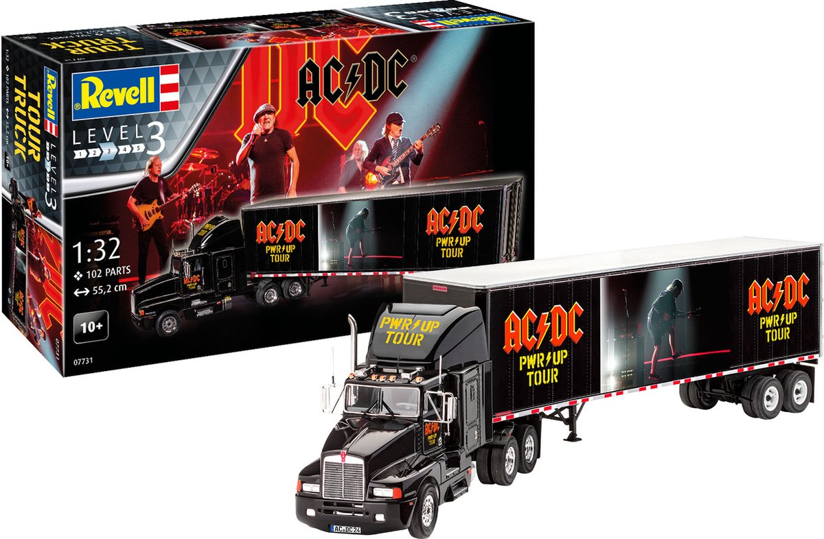   Modelbouwpakket Militaire voertuigen - 07731 AC/DC Tour Truck en Trailer -Power UP- Plastic - 1:32 -