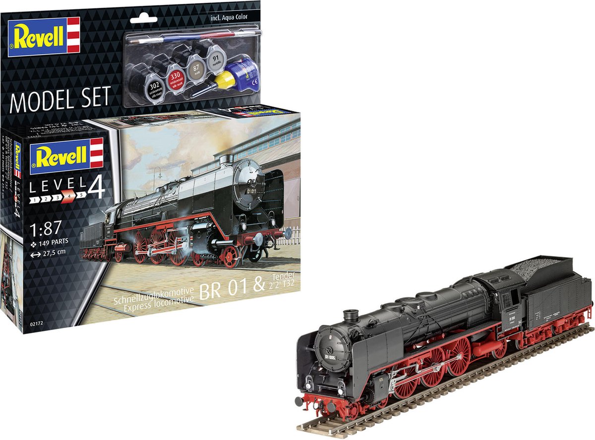   Modelbouwpakket Militaire voertuigen - 62172 Express locomotive BR01 with tender 22 T32 - Model Set Plastic - 1:87 -