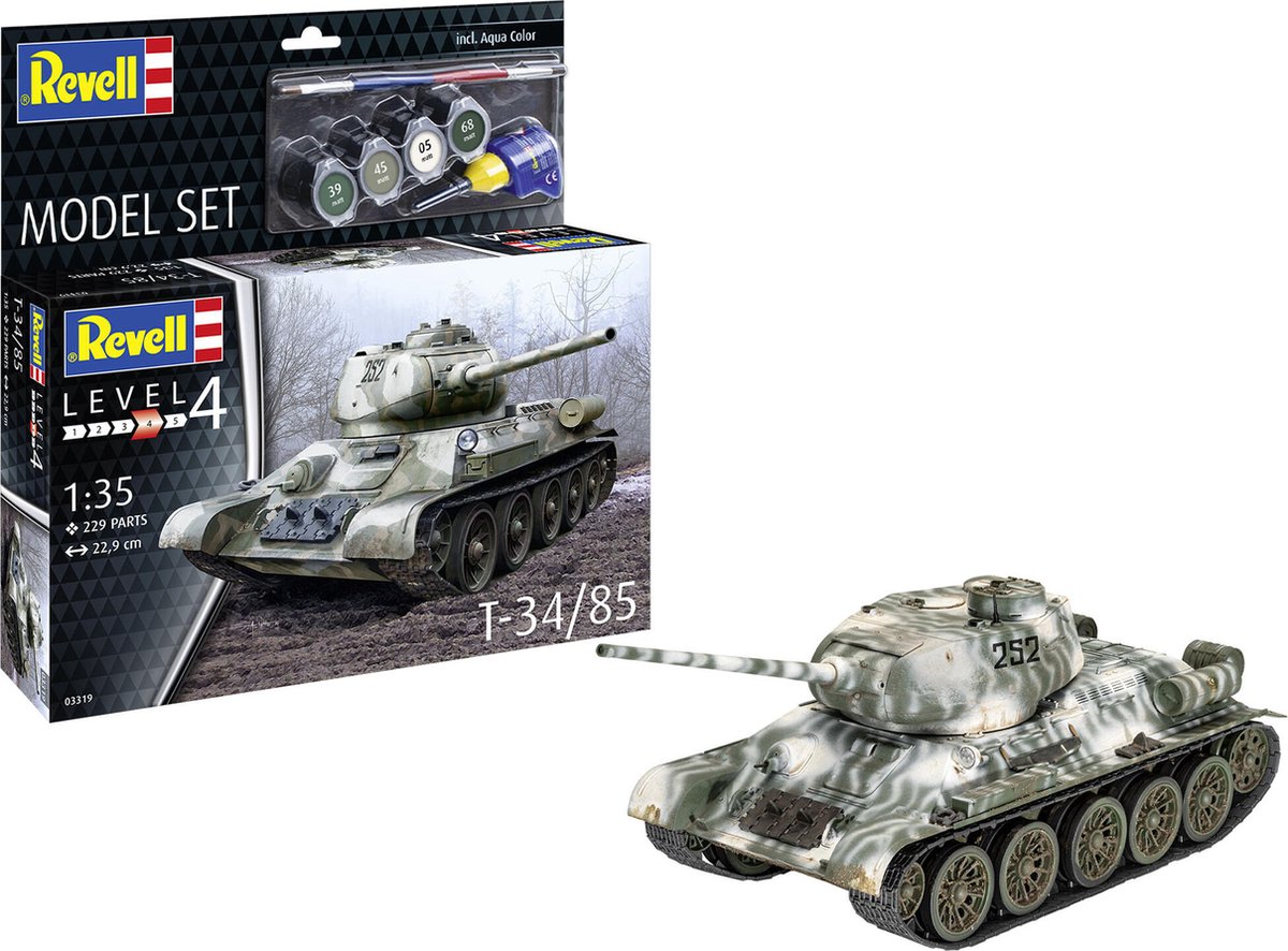   Modelbouwpakket Militaire voertuigen - 63319 T-34/85 Tank - Model Set Plastic - 1:35 -