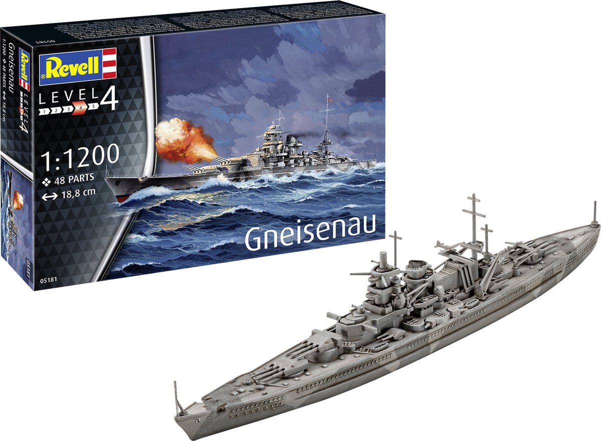   Modelbouwpakket Schepen - 05181 Battleship Gneisenau Plastic - 1:1200 -