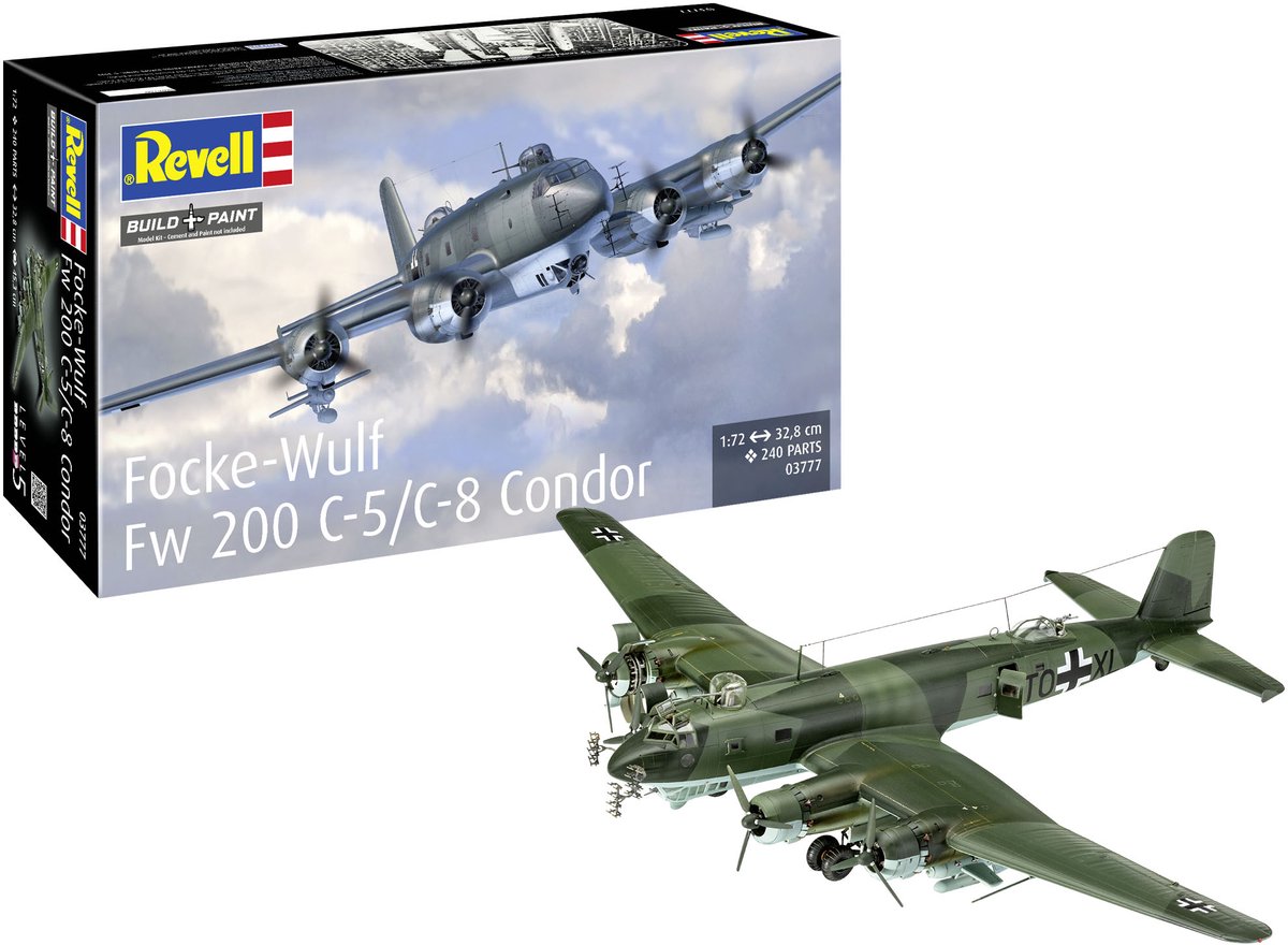   Modelbouwpakket Vliegtuigen - 03777 Focke-Wulf Fw 200 C-5/C-8 Condor - WWII Duitse Langeafstands Bommenwerper Vliegtuig Plastic - 1:72 -