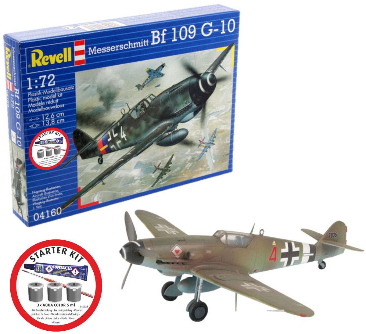   Modelbouwpakket Vliegtuigen - 74160 Messerschmitt Bf 109 G-10 - Propellervliegtuig - Starter Kit Plastic - 1:72 -