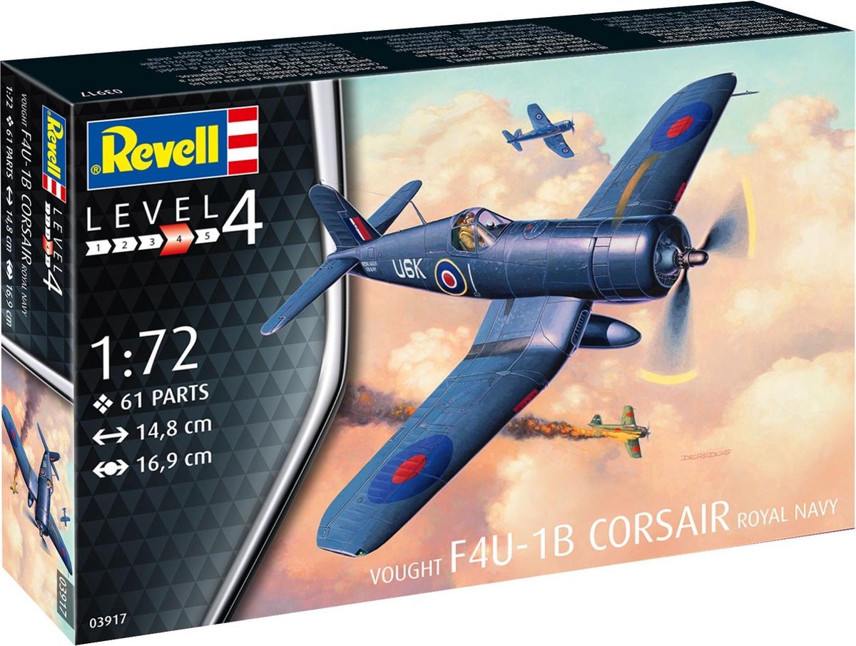   Modelbouwset F4u-1b Corsair Royal Navy 1:72 Blauw 61-delig