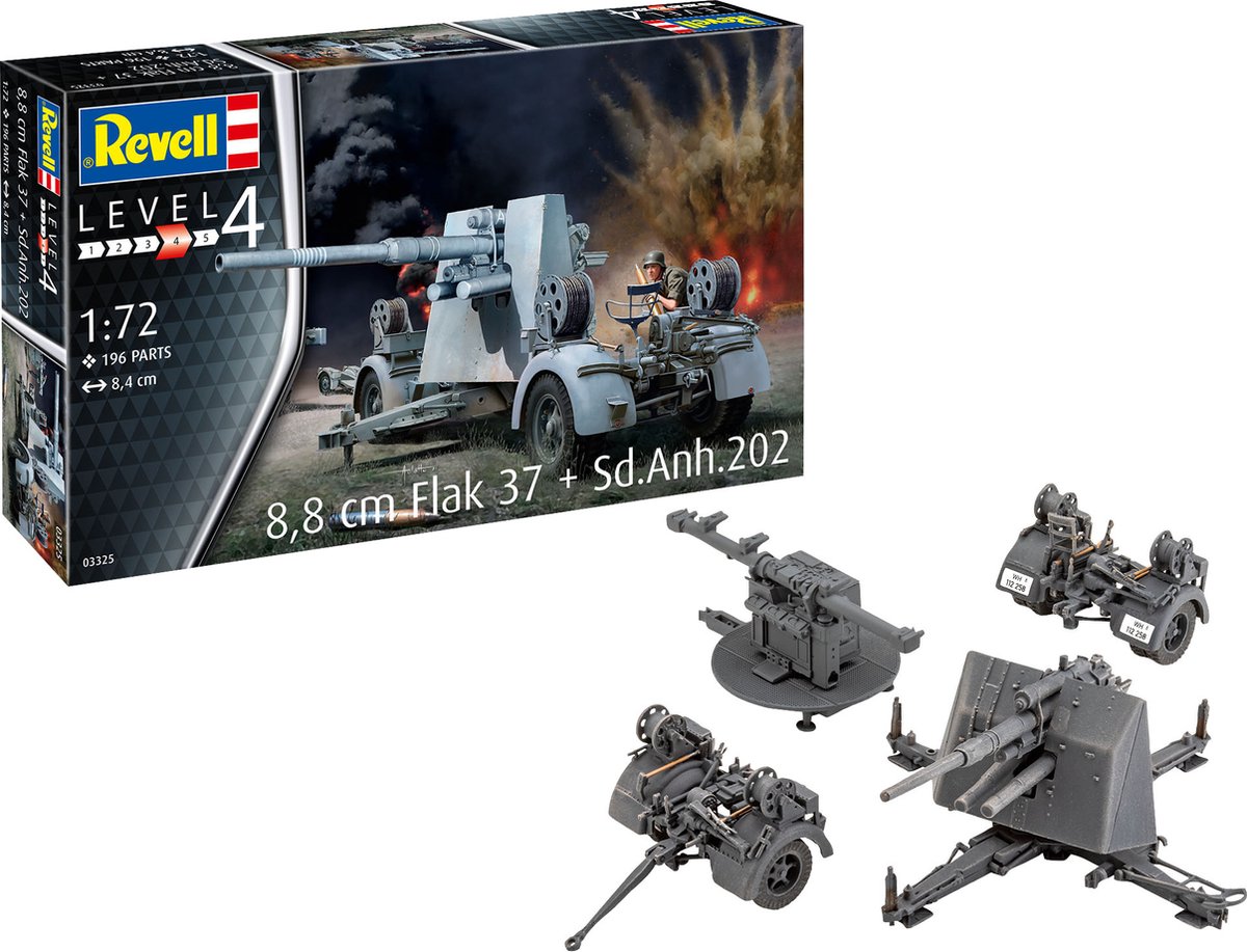   Modelbouwset Flak 37 Sd.anh.202 8,4 Cm Grijs 196-delig