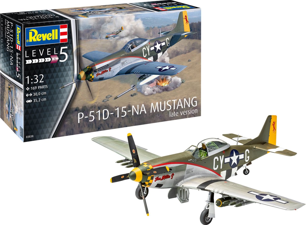   Modelbouwset P-51d-15-na Mustang 35,2 Cm Kaki 169-delig