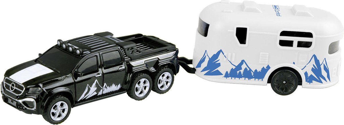   RC voertuig - 23566 RC Pickup Auto met Camper Trailer (Caravan) RC Model Kant en Klaar - 1:64 -