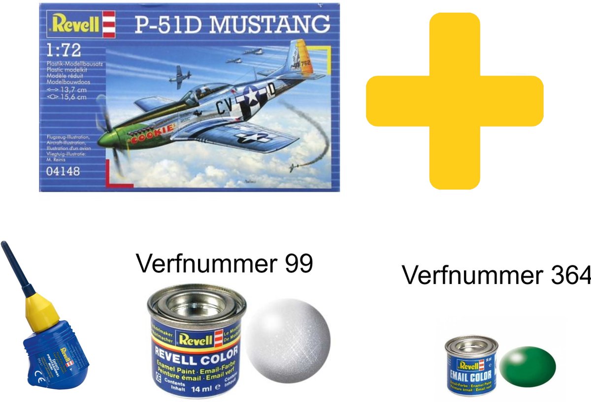 Revell voordeelpakket bouwsetje P-51D Mustang incl lijm en 2 verfpotjes