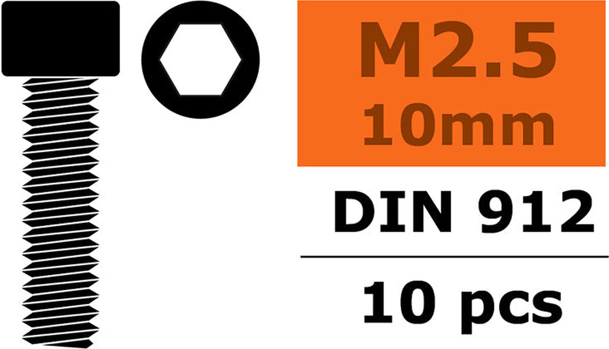 Revtec - Cilinderkopschroef - Binnenzeskant - M2,5X10 - Staal - 10 st