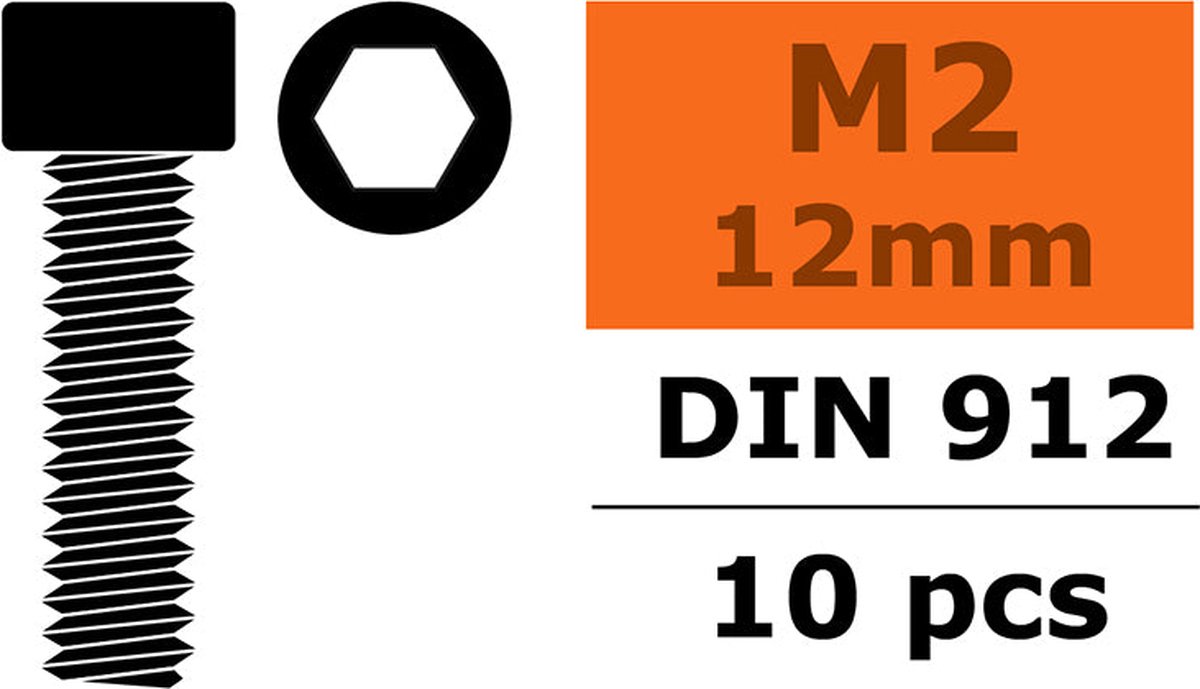 Revtec - Cilinderkopschroef - Binnenzeskant - M2X12 - Staal - 10 st