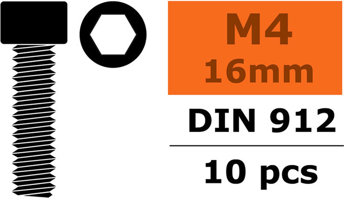 Revtec - Cilinderkopschroef - Binnenzeskant - M4X16 - Staal - 10 st