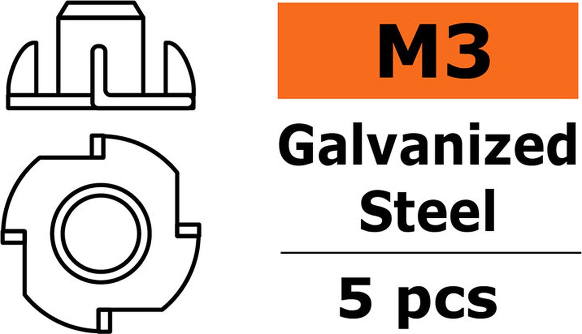 Revtec - Inslagmoer - M3 - Gegalvaniseerd staal - 5 st