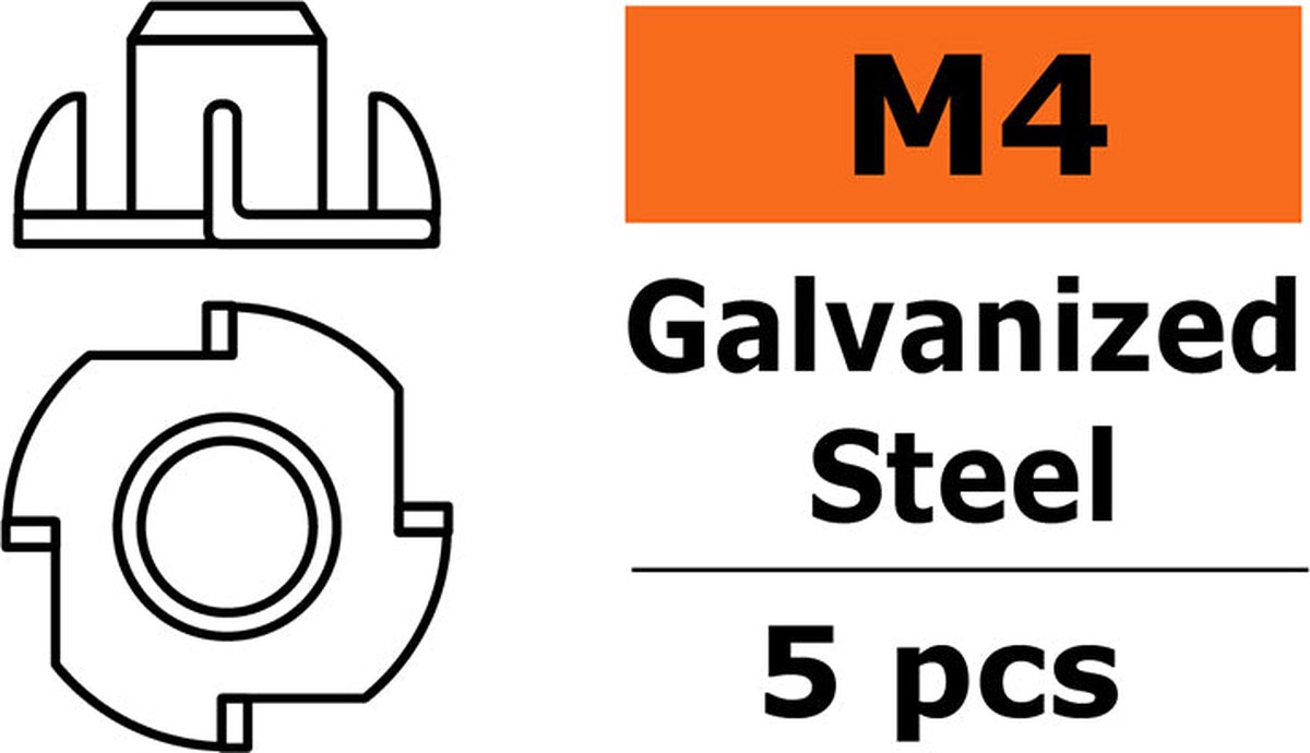 Revtec - Inslagmoer - M4 - Gegalvaniseerd staal - 5 st