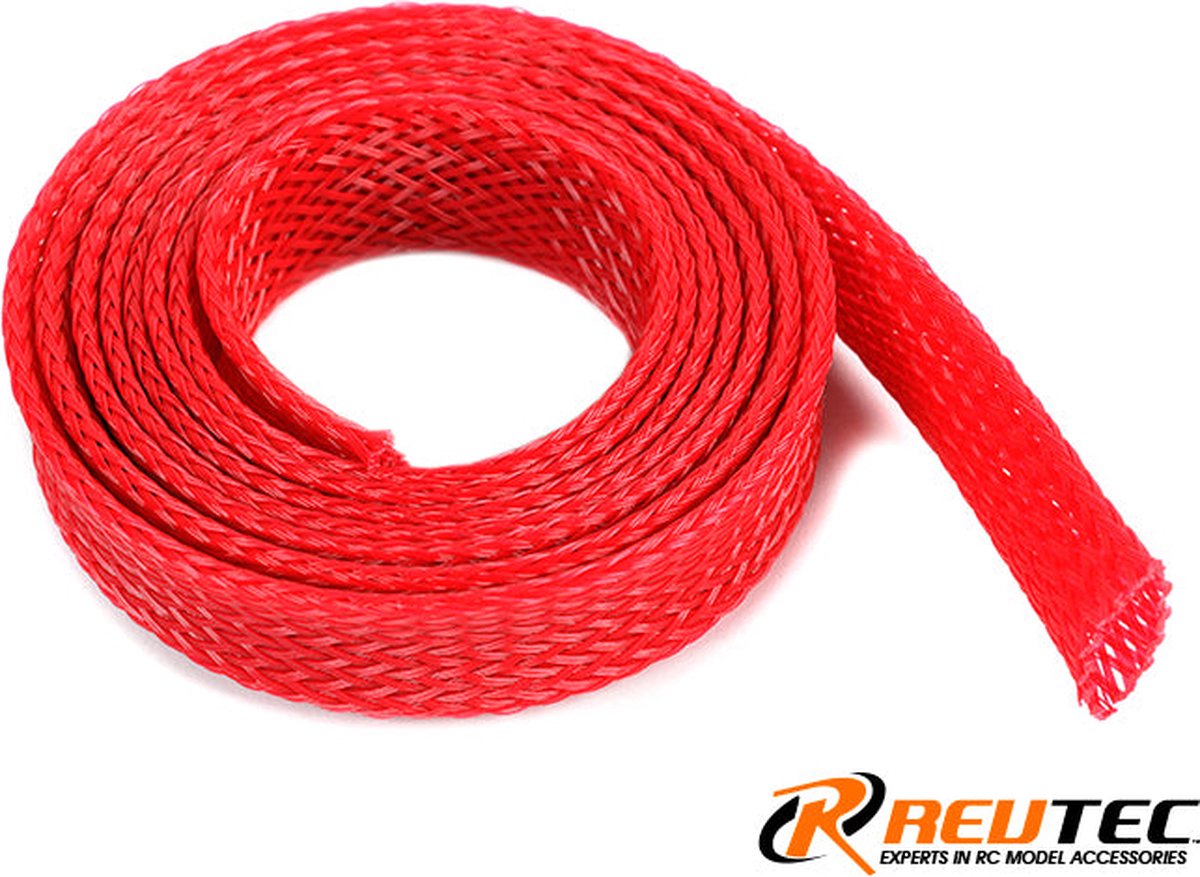 Revtec - Kabel beschermhoes - Gevlochten - 10mm - Rood - 1m