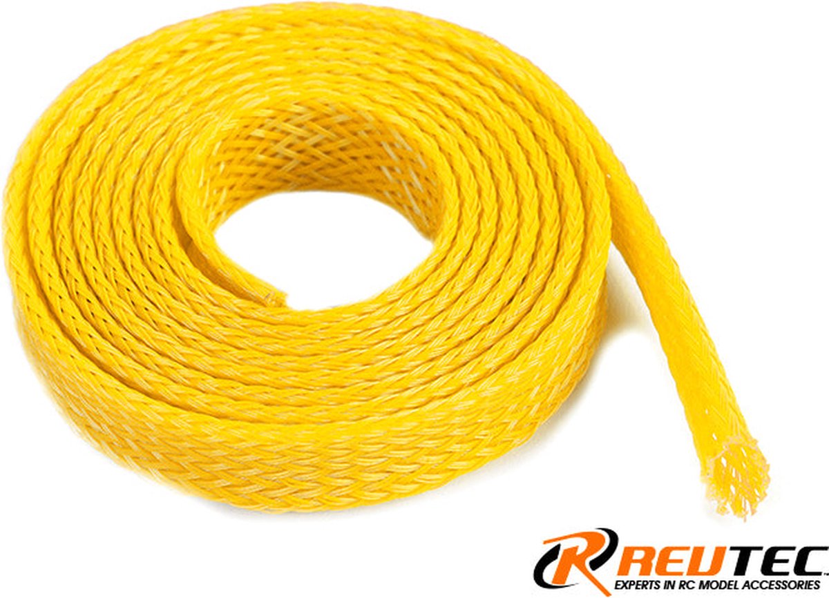 Revtec - Kabel beschermhoes - Gevlochten - 8mm - Geel - 1m