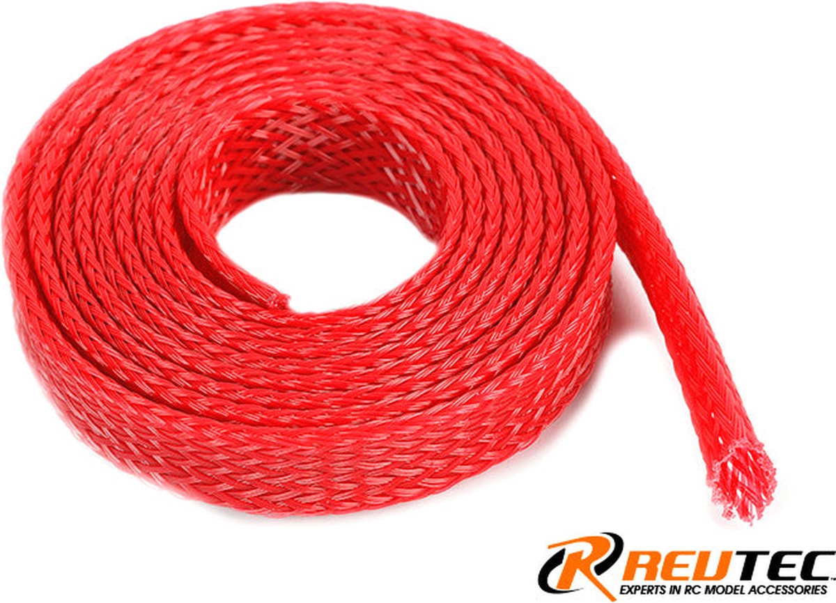 Revtec - Kabel beschermhoes - Gevlochten - 8mm - Rood - 1m