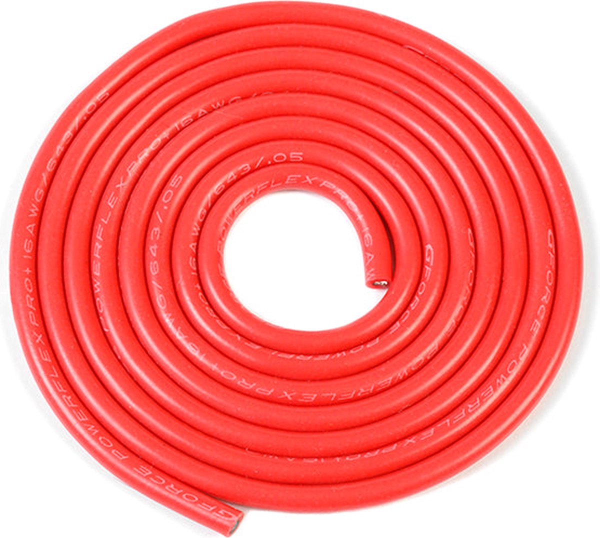 Revtec - Siliconen-kabel - Powerflex PRO+ - Rood - 16AWG - 643/0.05 Strengen - OD 3.0mm - 1m