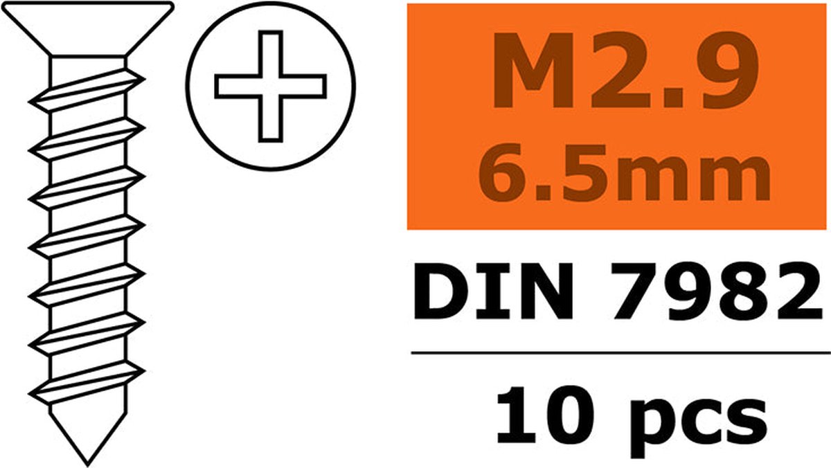 Revtec - Zelftappende verzonkenkopschroef - 2,9X6,5mm - Gegalvaniseerd staal - 10 st