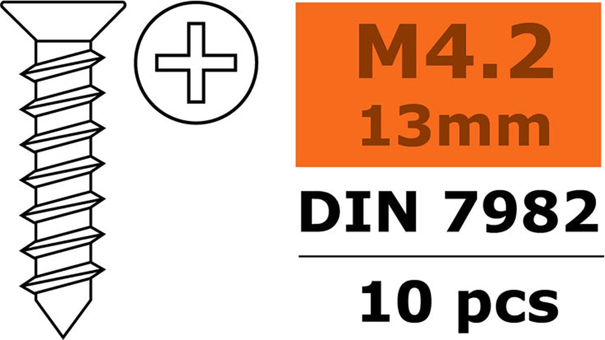 Revtec - Zelftappende verzonkenkopschroef - 4,2X13mm - Gegalvaniseerd staal - 10 st