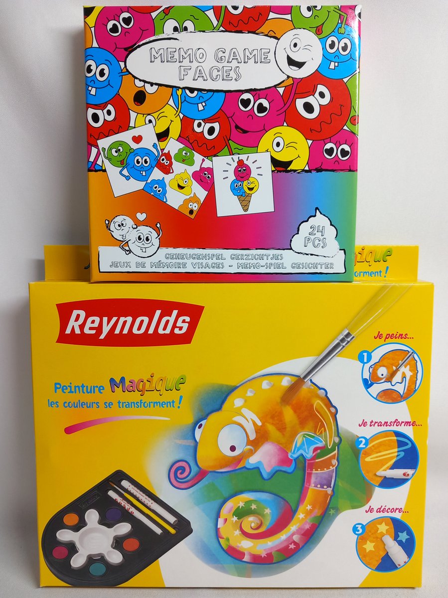 Reynolds - Magische schilderen - Geheugen Spelletje Smiley - 24 kaartjes - Hobby Pakket - Kinderen - Spelletjes - Spelen - Knutselen - Schilderen - Vakantie - Cadeau Tip