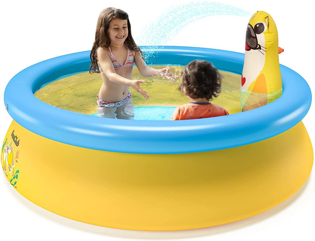 Rhydo - Opblaasbaar Zwembad - voor Kinderen - Zwembaden - Jacuzzi - Water Opzet - Speelgoed - Rond - 150 cm diameter - BPA Vrij - Geel