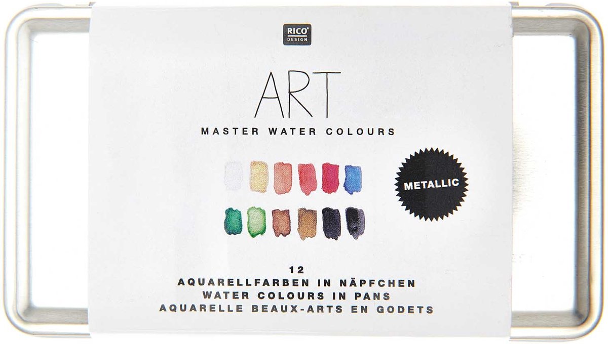 Art Master Aquarelvef Set Metallic 12 halve napjes