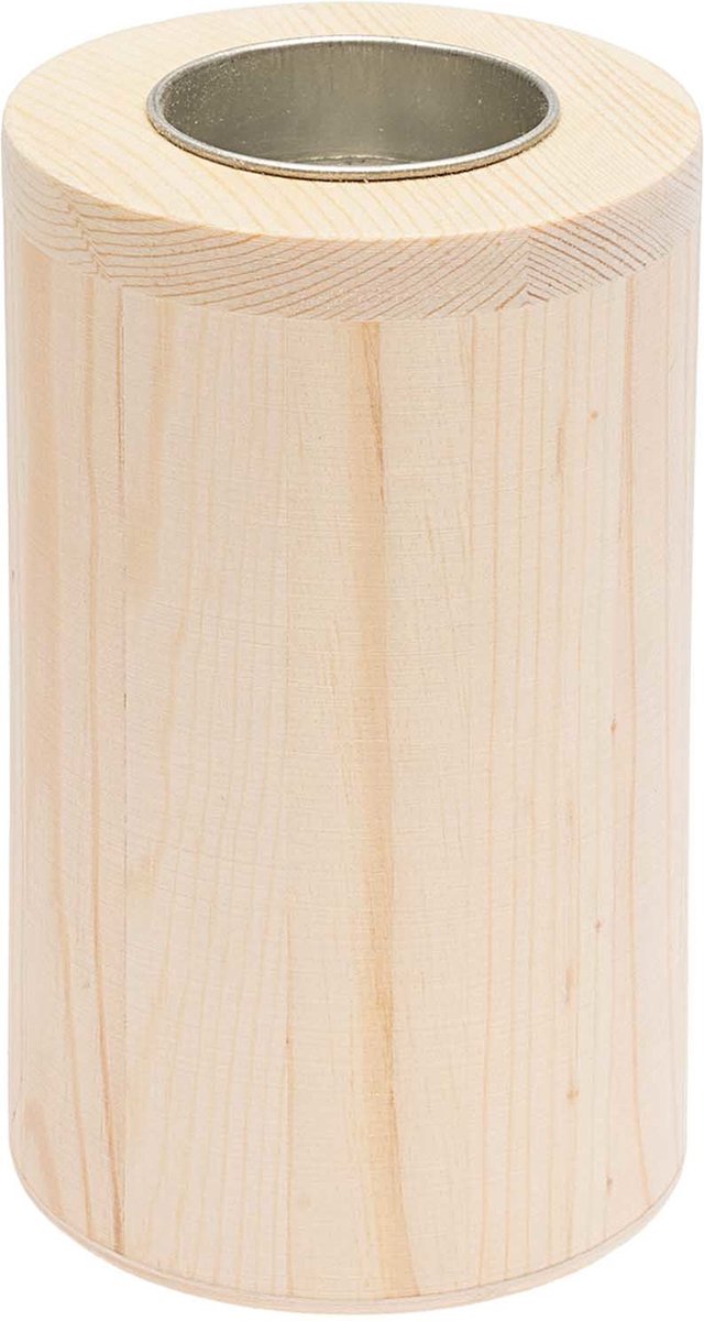 Kaarsenhouder hout rond 12 X 7,5 cm. FSC 100%