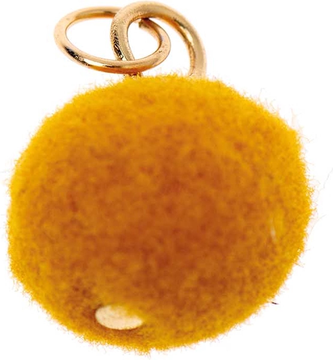 Pompon voor sieraden of decoratie 12mm Mustard met goudkleurig oog