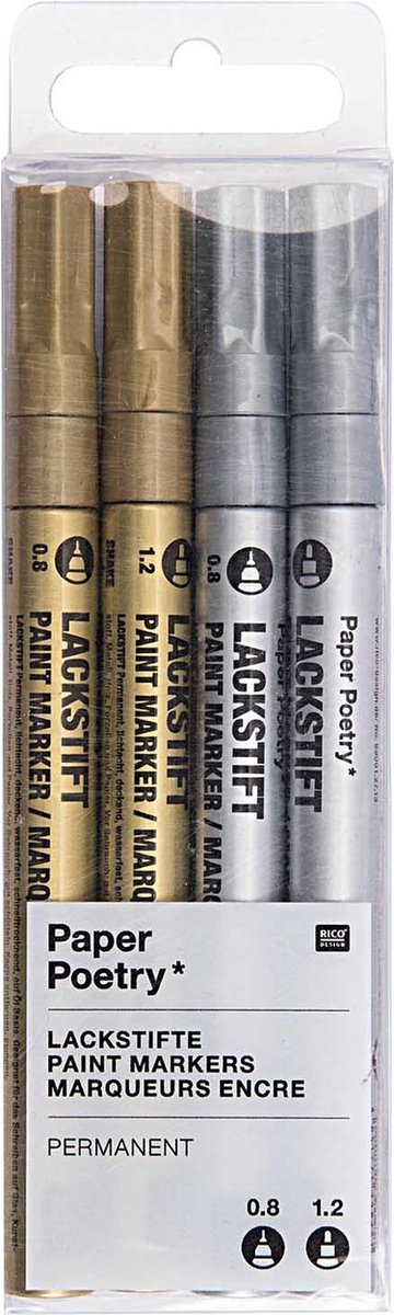 RICO DESIGN PAINT MARKER SET GOUD/ZILVER 4 ST.