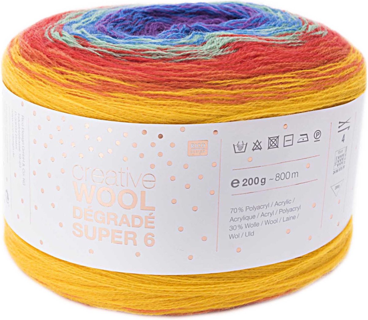 Rico Design - Creative Wool - Degrade Super 6 - Verloopw wol cake - no. 013 Regenboog