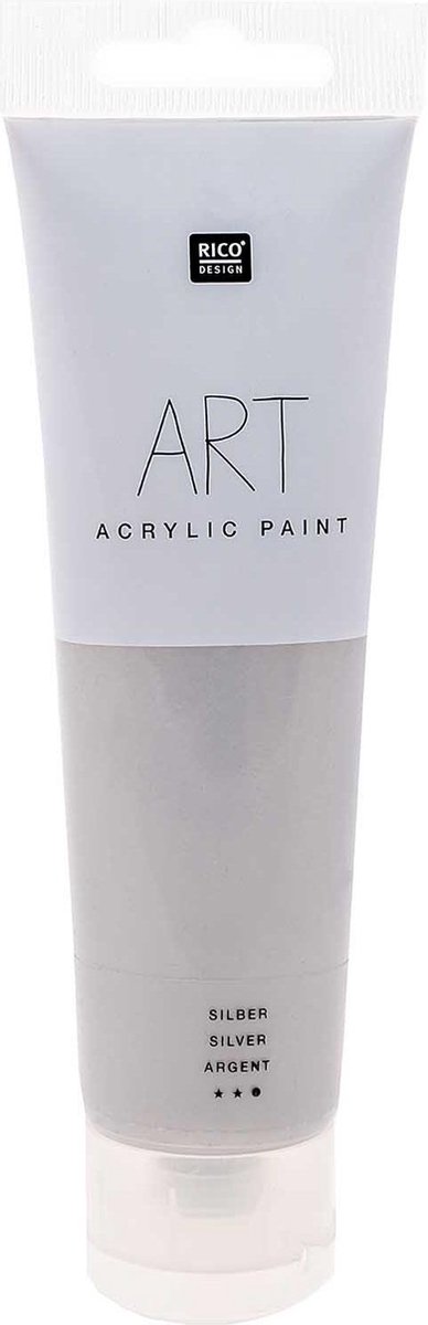 Rico Design ART Series - Zilver - 100 ML - Eersteklas Acrylverf - Verf - Verf voor Kinderen en Volwassenen - Knutselen - Schilderen met Acrylverf - Hobby - DIY - Hobby en Creatief Volwassenen