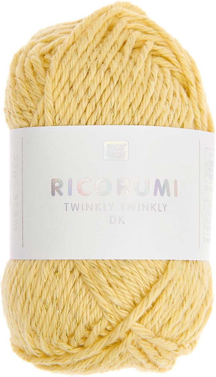 Ricorumi twinkly twinkly 005 geel - kleine bol katoengaren met glitter