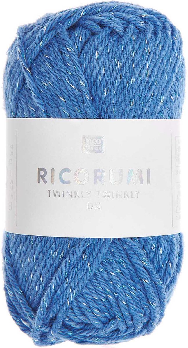 Ricorumi twinkly twinkly 013 blauw - kleine bol katoengaren met glitter